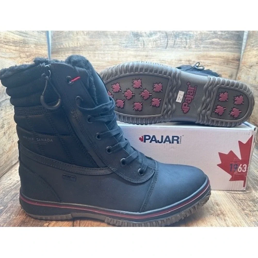 PAJAR Men's Trooper 3.0 Waterproof Lace & Zip Ankle Snow Boots Black NIB - 10